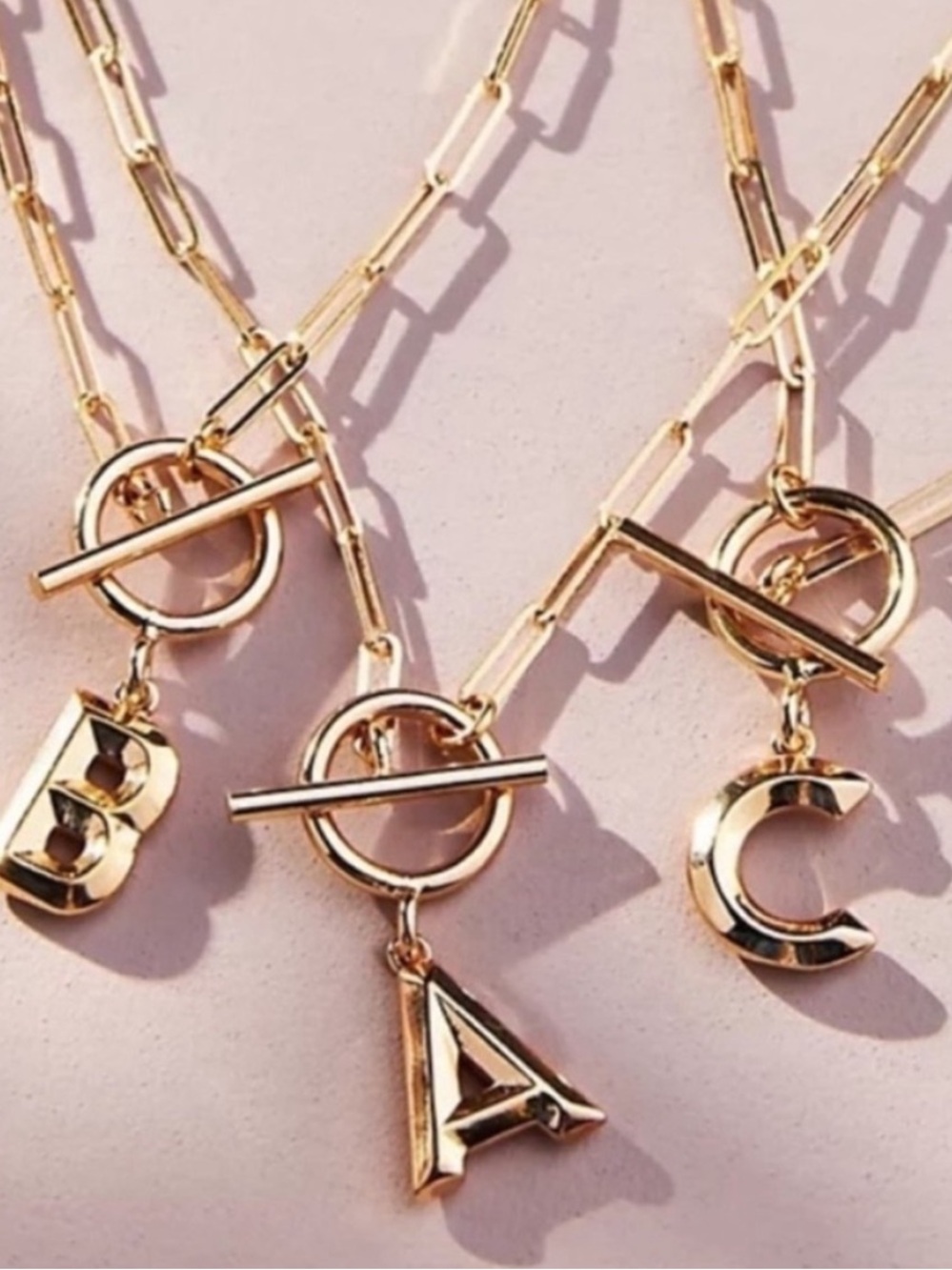 New! Anthropologie Gold Chain Link Monogram Letter Necklace (3017) (N) (NWT)